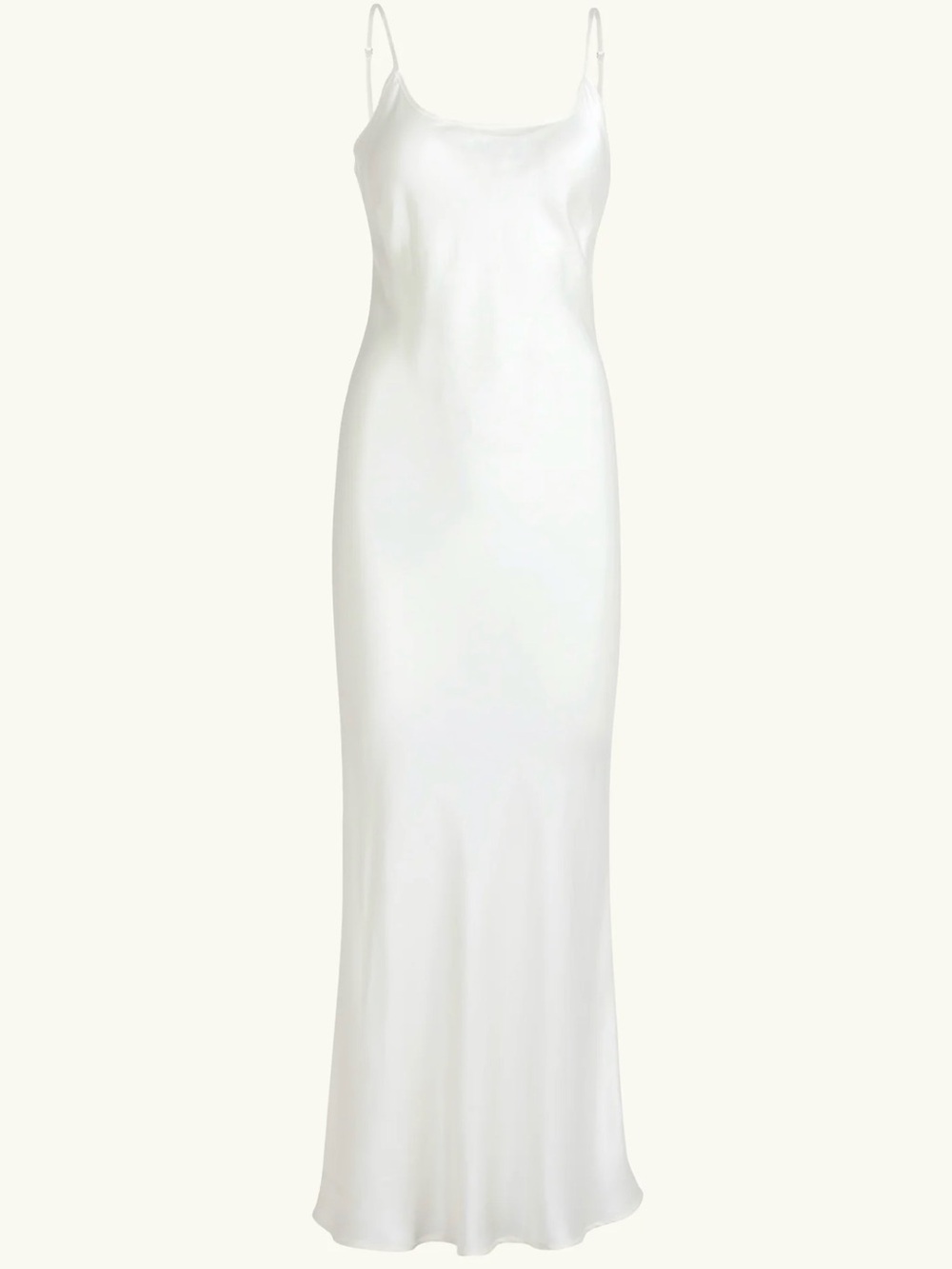 Flannel ESSENTIAL BIAS SILK SLIP White Dress Spaghetti Strap